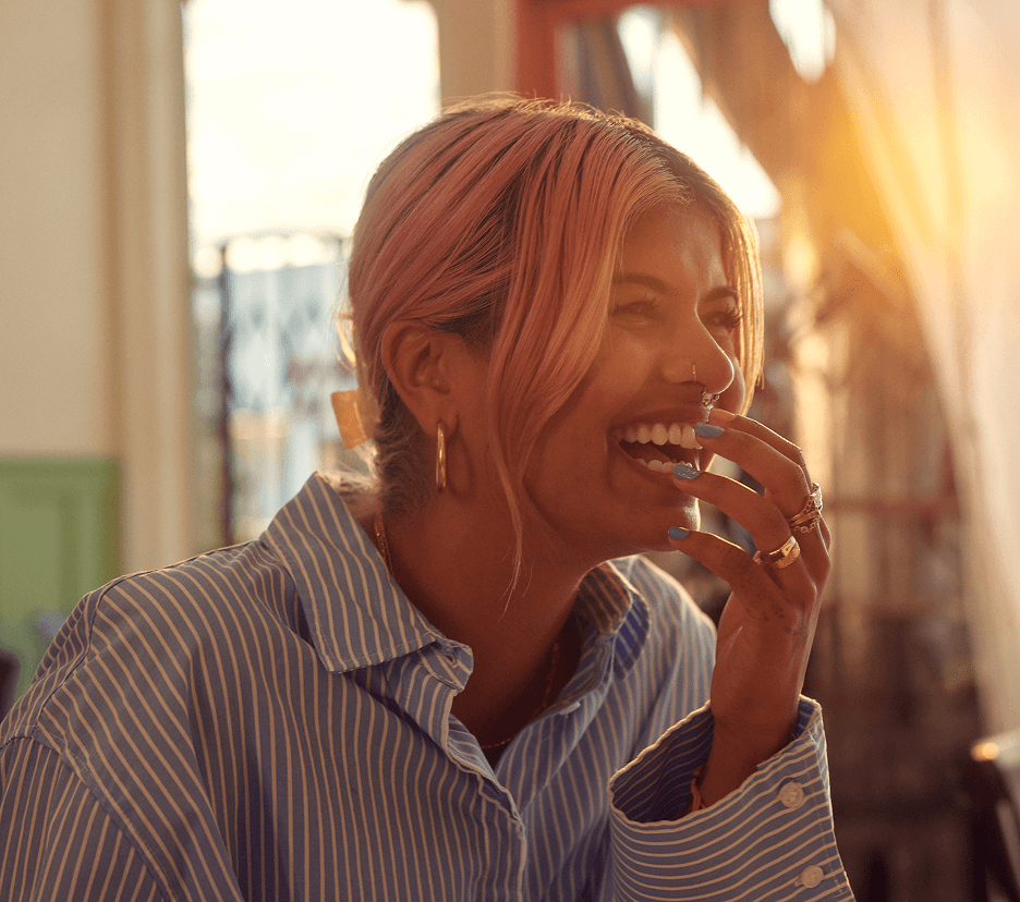 Lady chatting and enjoying her time
